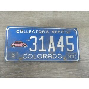 Vintage 1997 Colorado Collector's Series License Plate Pink Car 31A45